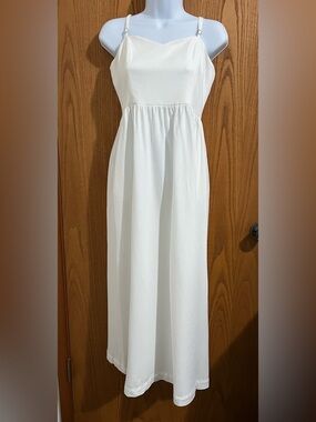 Guararapes Pool - Classic White Spaghetti Strap Maxi Dress From Brazil